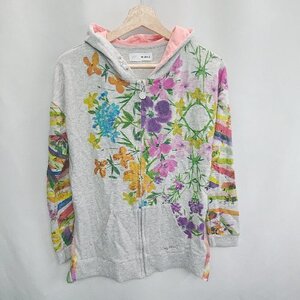 ◇ Desigual デシグアル 花柄 長袖 パーカー サイズ13/14 グレー系 レディース E