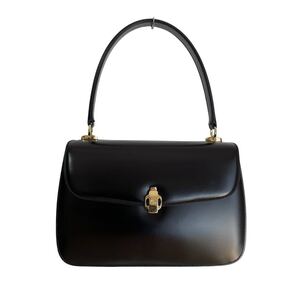 【美品】GUCCI オールドグッチ ハンドバッグ カーフレザー ブラック