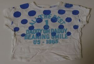 DaddyOhDaddy ダディオダディ カットソー Tシャツ ドット柄 白ｘブルー 半袖 80サイズ kktnok j t h ② 1126