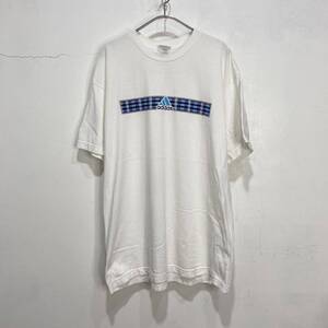 送料無料☆ 90s☆adidas☆万国旗ロゴTシャツ☆パフォーマンスロゴ☆ホワイト☆L