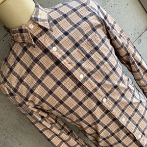 アメリカ古着 ダブルアールエル チェック柄 ワークシャツ ベージュ系 XS size チンストラップ U.S Used Clothing RRL Check Work Shirt