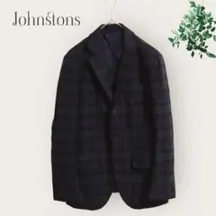 ★ 【Johnstons】 メンズジャケット　ダークグリーン　チェック柄　XL