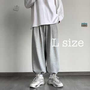 ワイドパンツ ボトムス スウェット ガウチョパンツ 袴パンツ ユニセックス メンズ レディース グレー L