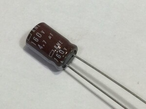 GK.コンデンサ－　日本ケミコン　160V　　4.7μＦ 　 未使用　10個　 直径0.8×1.2㎝　 2F4A　1-5