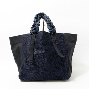 LUDLOW ラドロー レース トートバッグ ネイビー 紺 ブラック 黒 コットン キャンバス レディース 手さげ きれいめ カジュアル bag 婦人鞄