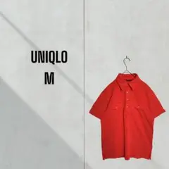 [ユニクロ]［UNIQLO] ボーダーポロシャツ　美品　ポリエステル　レッド