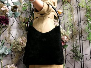 ●超美品●GUCCI グッチ●バンブー●スエード レザー 本革●ショルダー バッグ●黒●SV金具●イタリア製●肩掛け●B5 書類 かばん●Js53706