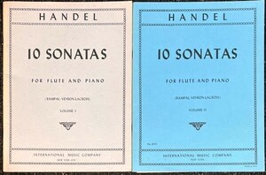 ヘンデル 10のフルート・ソナタ Vol.1,2 (フルート+ピアノ)輸入楽譜 Handel 10 Sonatas Vol.1,2 洋書