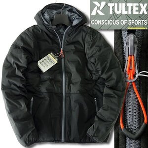 新品 タルテックス 秋冬 防風 ストレッチ 圧着 中綿 フーディー ブルゾン M 黒 【2-2504_10】 TULTEX パーカー ジャケット メンズ