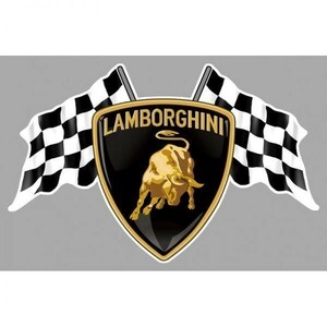 海外j 送料無料 ランボルギーニ ガヤルド LAMBORGHINI チェッカーフラッグ 120mm ステッカー