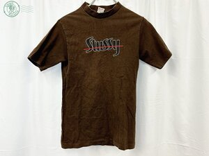 BA0601508　♭stussy ステューシー Tシャツ ブラウン系 茶 ファッション プリントTシャツ ロゴ有 表記サイズS 現状品 中古