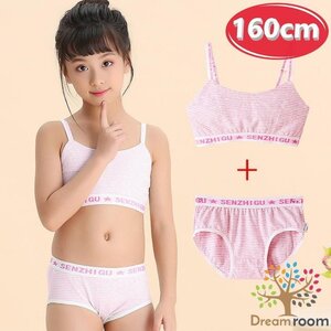 kids スポーツブラ 上下set 【160cm】 ブラトップ＋ショーツ スポーツブラ ファーストブラジャー 子供 女の子 下着 K-283-01