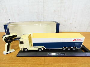 ◎ジャンク SWISS WORLD CARGO ラジコン トレーラー メルセデスベンツ アクトロス トラック 1/32スケール 27MHz 箱付き 動作不良 ＠120(5)