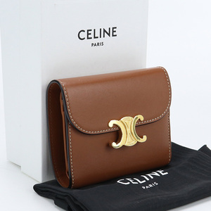 中古良品CELINE トリオンフ スモールウォレット 三つ折り財布 10D78 3BZG 04LUランク：A us-2