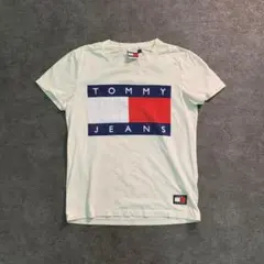 【TOMMY JEANS】フロントプリント　Tシャツ　白　古着used SM30