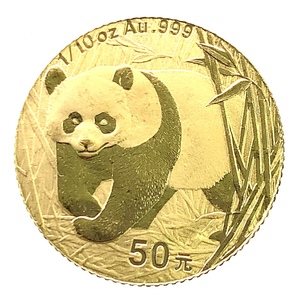 パンダ金貨 中国 24金 純金 2001年 3.1g 1/10オンス イエローゴールド コイン GOLD コレクション 美品