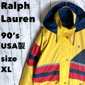 【POLO】ポロラルフローレン 90s マウンテンパーカー USA製 XL 古着