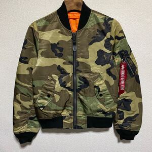 [送料無料]ALPHA INDUSTRIES/アルファインダストリーズ/MA-1/リバーシブルフライトジャケット/中綿/ウッドランドカモ/レディース/Sサイズ