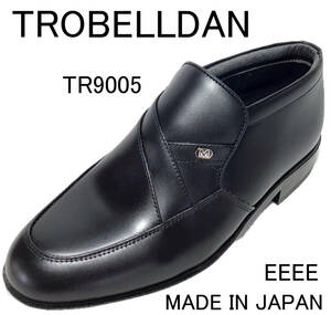 TROBELLDAN TR9005 24.5cm BLACK 本革 脱ぎ履き楽ちんミッドカットスリッポン 紳士ビジネス