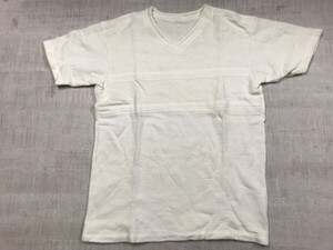 ジュンメン JUN MEN ドメスティック DCブランド レトロ モード 古着 ジャガード ボーダー 半袖Tシャツ カットソー メンズ Vネック 白