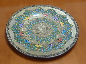 SALE【美品】トルコで購入　大判　彫金　銅製　メタルプレート　飾り皿　アンティーク