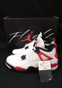 [箱・黒タグ付] NIKE AIR JORDAN 4 AJ4 RED CEMENT ジョーダン レッド セメント 赤セメ 26cm スニーカー 白 赤 DH6927-161 店舗受取可