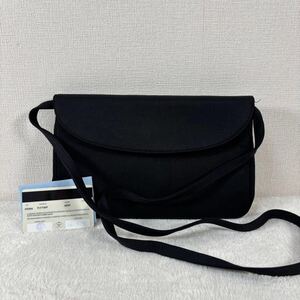 1円 PRADA プラダ ショルダーバッグ ポシェット 斜め掛け クロスボディ 三角プレート キャンバス 黒 ブラック レディース メンズ