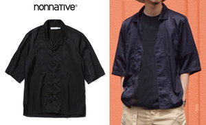 美品 nonnative TOURIST SHIRT S/S R/C TWILL ブラック サイズ1 オープンカラーシャツ 秋冬