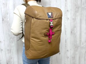 極美品 LOUIS VUITTON ルイヴィトン Vライン パルス バックパック リュックサック バッグ レザー茶系 A4可メンズ 79933Y