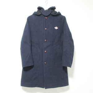 美品 DANTON ダントン WOOL MOSSER フード付きロングコート JD-8457 38 ネイビー 074