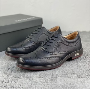 最安★ゴルフシューズ メンズ ブラック レザー ecco デンマーク