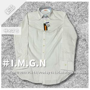 【新品】 I.M.G.N 長袖 ワイシャツ 5 白 綿 ポリエステル 無地