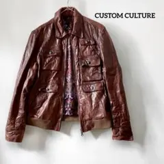 CUSTOM CULTURE ゴートスキン レザージャケット シワ加工 L