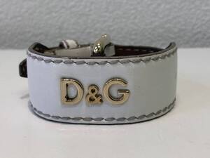 D＆G バングル ドルチェ&ガッバーナ ブレスレット レザー ゴールド ホワイト アクセサリー ドルガバ