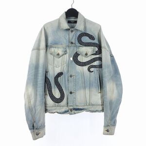 アミリ AMIRI Oversized Denim Trucker Jacket トラッカージャケット デニムジャケット ブルゾン スネーク ビジュー XS ライトブルー