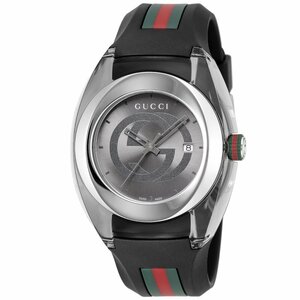 【新品未使用品】グッチ GUCCI メンズ腕時計 シンク スイス製 46mm クオーツ グレーシルバー×ブラック