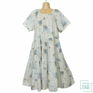 【美品!定価41800円】ピンクハウス★フェミニン♪ティアードワンピース♪2022夏カタログ掲載♪キュートなブーケ柄♪春夏 水色系 z7843