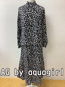 AG by アクアガール (aquagirl) タグ付き未使用 黒×白柄 ブラウスとスカート サイズ上下ともM