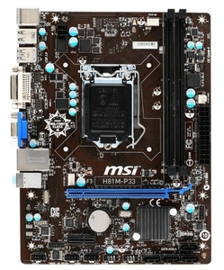 MSI H81M-P33 LGA 1150 Intel H81 SATA 6Gb/s USB 3.0 Micro ATX Intel Motherboard