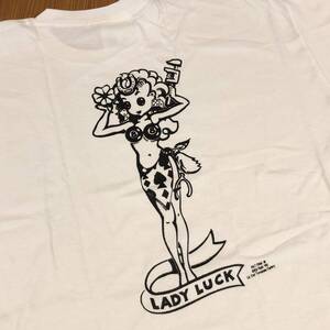 Lサイズ Lady Luck 送料込み　レディーラック ホワイト 白 Tシャツ ムーンアイズ mooneyes Rat Fink ラットフィンク 好きの方に