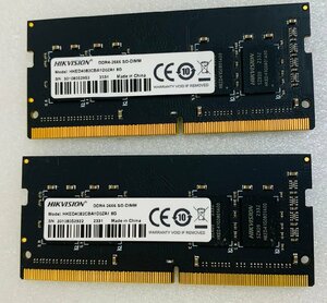 HIKVISION PC4-2666V 8GB 2枚組 1セット 16GB DDR4 ノートパソコン用メモリ 260ピン ECC無し PC4-21300 8GB 2枚 16GB DDR4 LAPTOP RAM