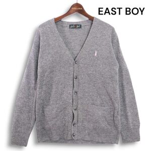 EAST BOY イーストボーイ 秋冬 ウール100%♪ 刺繍 スクール ニット カーディガン Sz.9　レディース グレー 女子 学生 通学　K4T01991_B#N