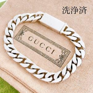 洗浄済＊グッチ GUCCI 925 ブレスレット シルバー メンズ OT88 アクセサリー レディース ロゴ