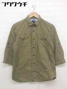 ◇ ◎ BEAMS HEART ビームスハート 七分袖 シャツ サイズM カーキ メンズ