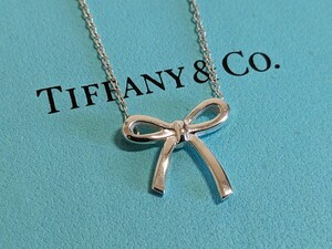 ★美品★Tiffany＆Co.　ティファニーボウ　ネックレス　リボンペンダント　Silver925　刻印　箱保存袋付き　磨き上げ済　廃盤品