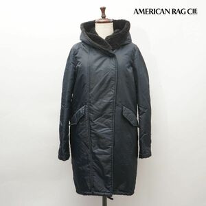 美品 AMERICAN RAG CIE アメリカンラグシー ボアフード 中綿ナイロンコート レディース 冬物アウター 紺 ネイビー サイズM*IC312