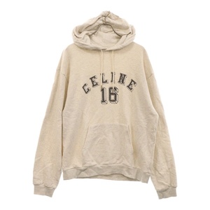 CELINE セリーヌ 16 ルーズロゴプリント スウェット プルオーバーパーカー グレー 2Y89F765N