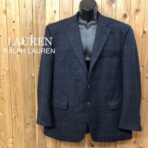 CANADA製 /LAUREN /RALPH LAUREN ラルフローレン メンズ 長袖ジャケット ブレザー テーラードジャケット チェック柄 WOOLMARK 大きいサイズ