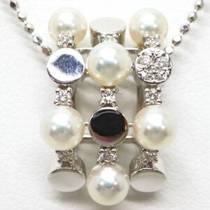 美品!!＊TASAKI(田崎真珠)K18WGアコヤ本真珠/天然ダイヤモンドペンダント＊m 約7.5g pearl diamond jewelry pendant necklace EF7/EG7