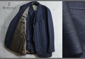 新品 ナポリの名門 ルビナッチ / RUBINACCI 秋冬 日本製 英国ドーメル/DORMEUIL スリーピース スーツA7-AB7/やや幅広XL/D6-52/濃紺/24万